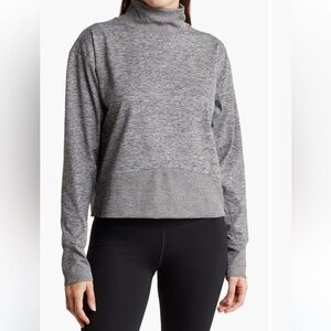 Z by Zella Downtown Mock Neck Brushed Jersey Crop Sweatshirt in Grey Size XL EUC